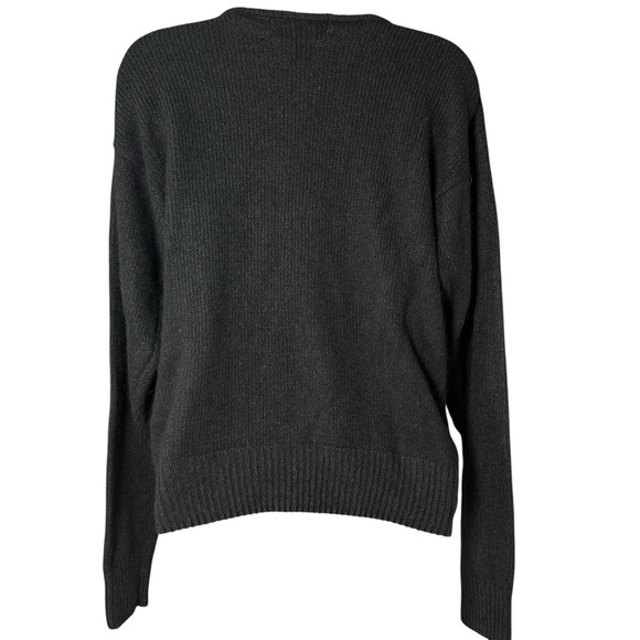 80s Bling Casino Grandma Sweater Black Beaded Jewel Button Silk Angora Medium - Picture 3 of 5